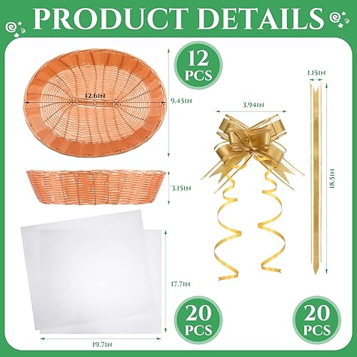 Miniatura 2 de 52 cestas de regalo vacías a granel de 12.6 x 9.5 x 3.2 pulgadas, cesta de almacenamiento de frutas, pan de alimentos, pan y frutas, con bolsas de