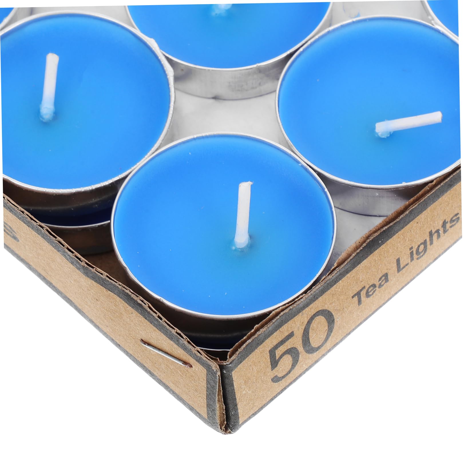 OUNONA 50 Pezzi Candele Tealight Rotonde in Cera Blu, Bruciatura Uniforme e Pulita, per Centrotavola Eleganti e Illuminazione di Emergenza Durante Blackout