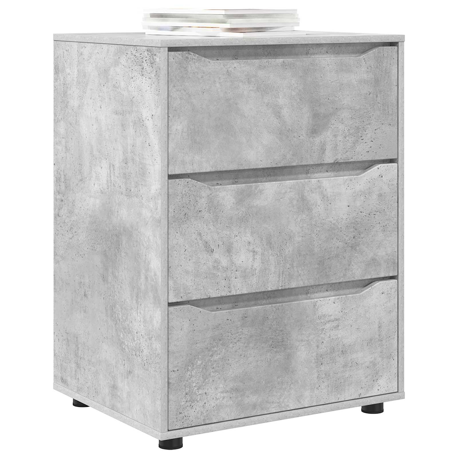 Armadio portaoggetti grigio cemento 60 x 48 x 81 cm in legno con 3 cassetti e spazio per soggiorno, ufficio, corridoio, cucina, officina