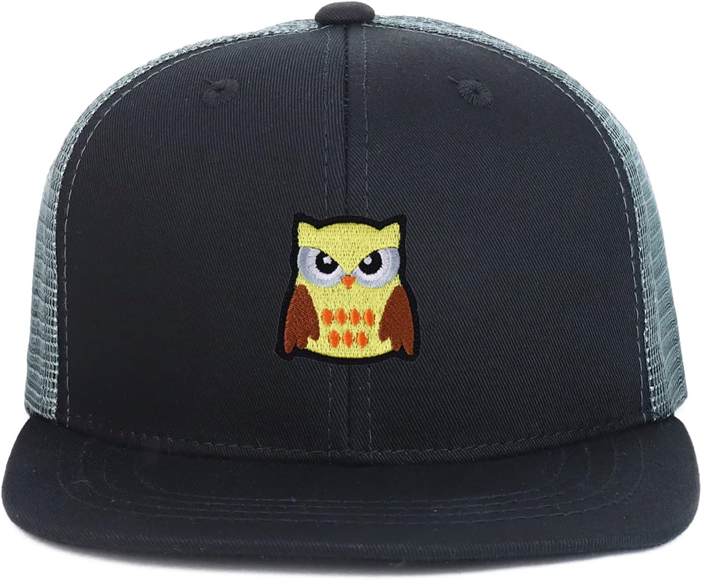 Armycrew Oversize 2XL Owl Patch Structured Mesh Back Flatbill Snapback Cap