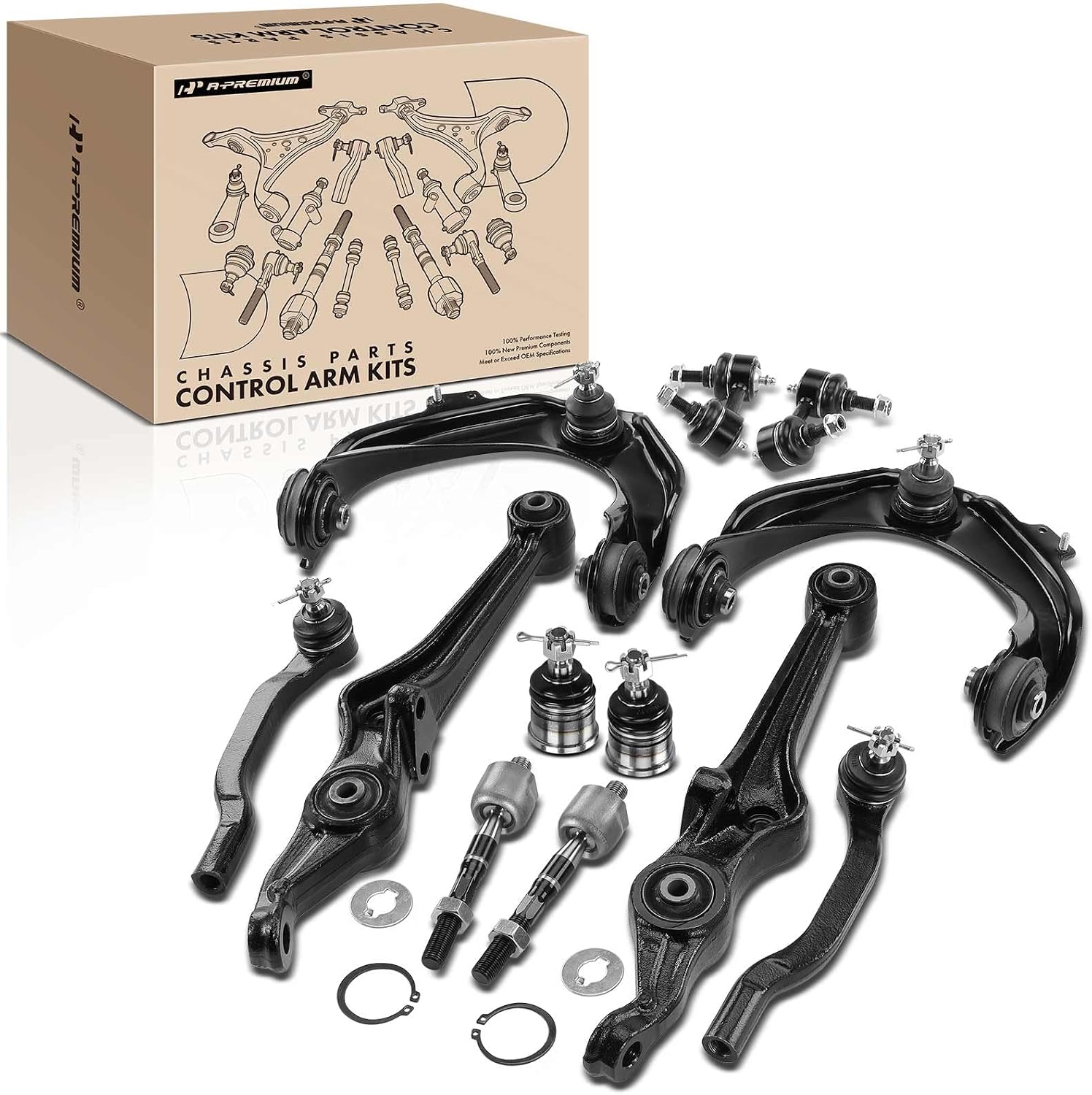 Front Suspension Kit For 2008-2012 Honda Accord – Control Arms, Sway Bar Links, Ball Joints, 12-Piece Set