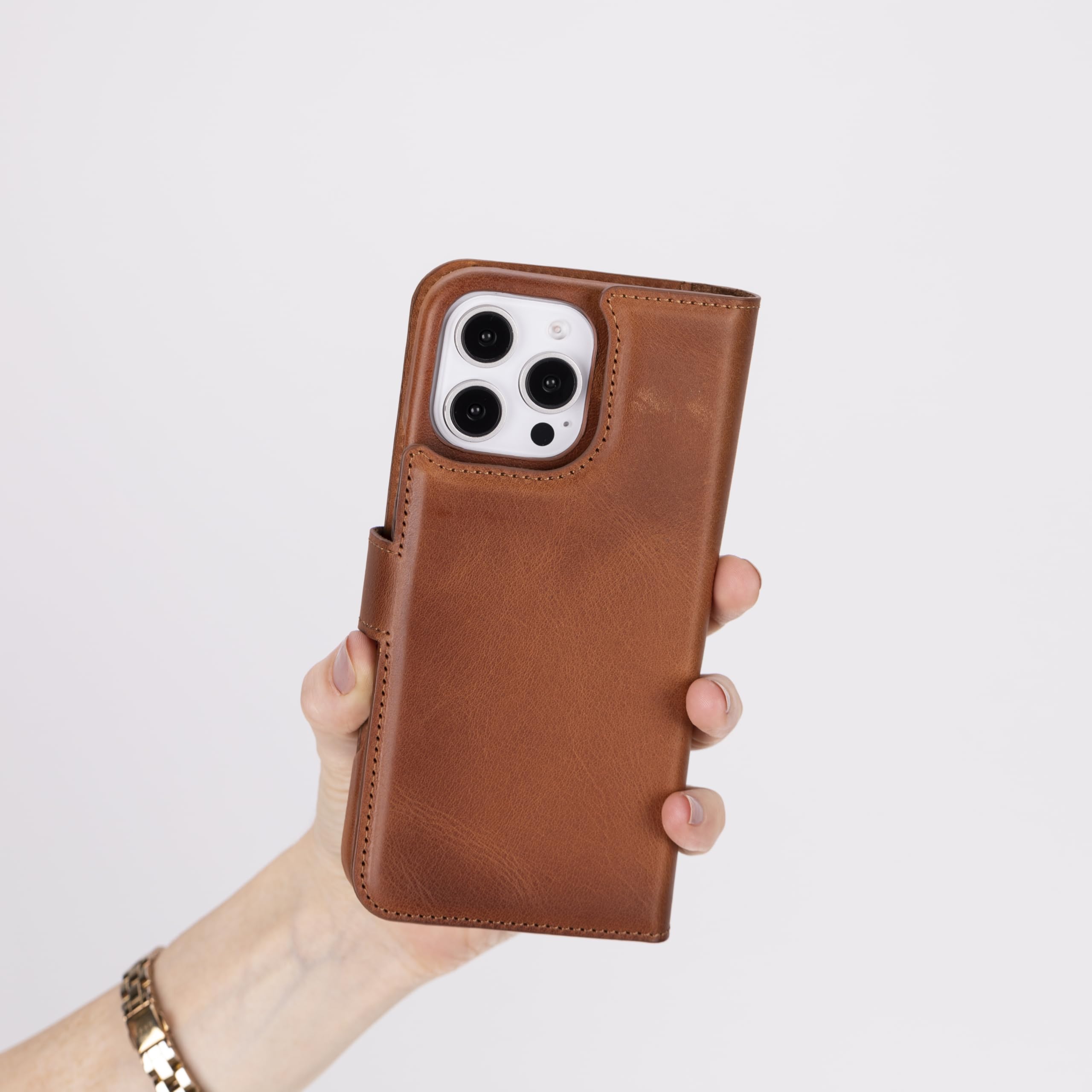 Venito Florence Etui portfelowe na iPhone'a 16 Pro, luksusowy, ręcznie wykonany portfel ze skóry premium 2 w 1, zdejmowany, niemagnetyczny pokrowiec z klapką, ochrona przed upadkiem/uderzeniami z