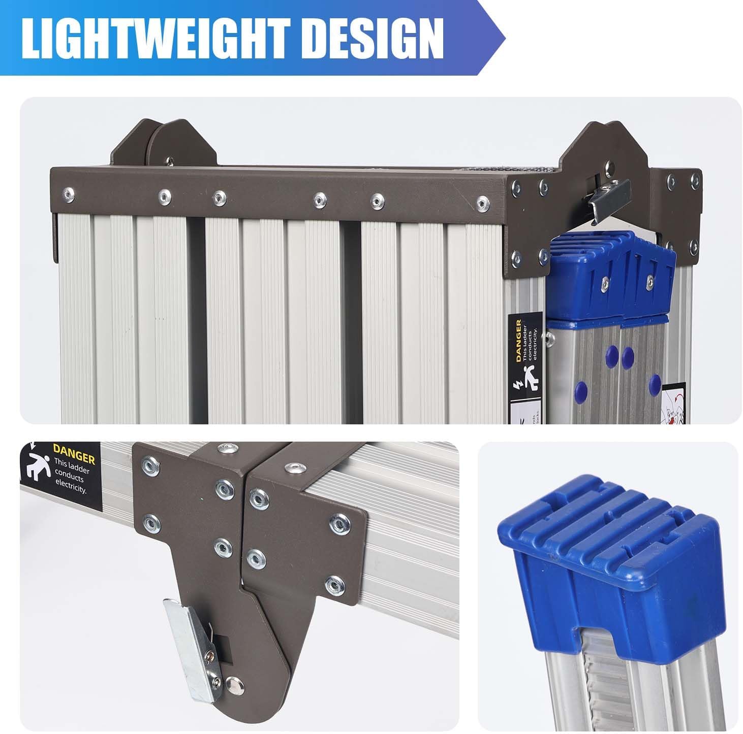 14-20" Aluminum Work Platform Ladder 26-Level Precise Adjustable, 800LBS Heavy Duty Step Stool, Non Slip Sturdy Safe Stand Platform Bench for Outdoor Uneven Ground Car Washing Home Painting