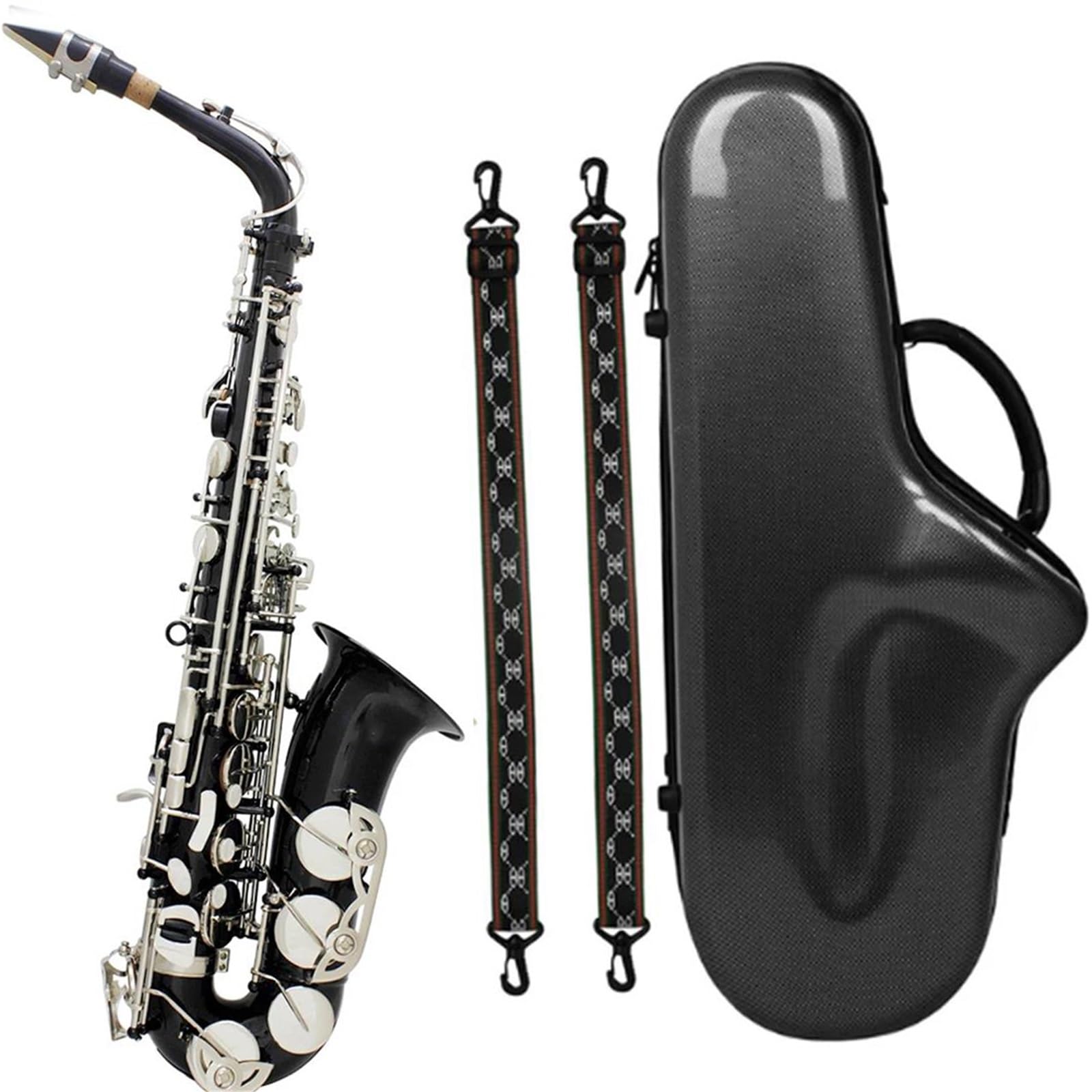 Saksofony dla miłośników muzyki Czarny srebrny saksofon altowy Eb materiał mosiądz(Black silver sax)