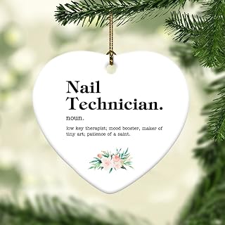 Nail Technician Definition Dictionary Word Meaning Heart Shape Ornament Xmas Tree Decoration Flat Ceramic Christmas Ornament Double Sided Holiday Collectible Present Gift for Friends Family