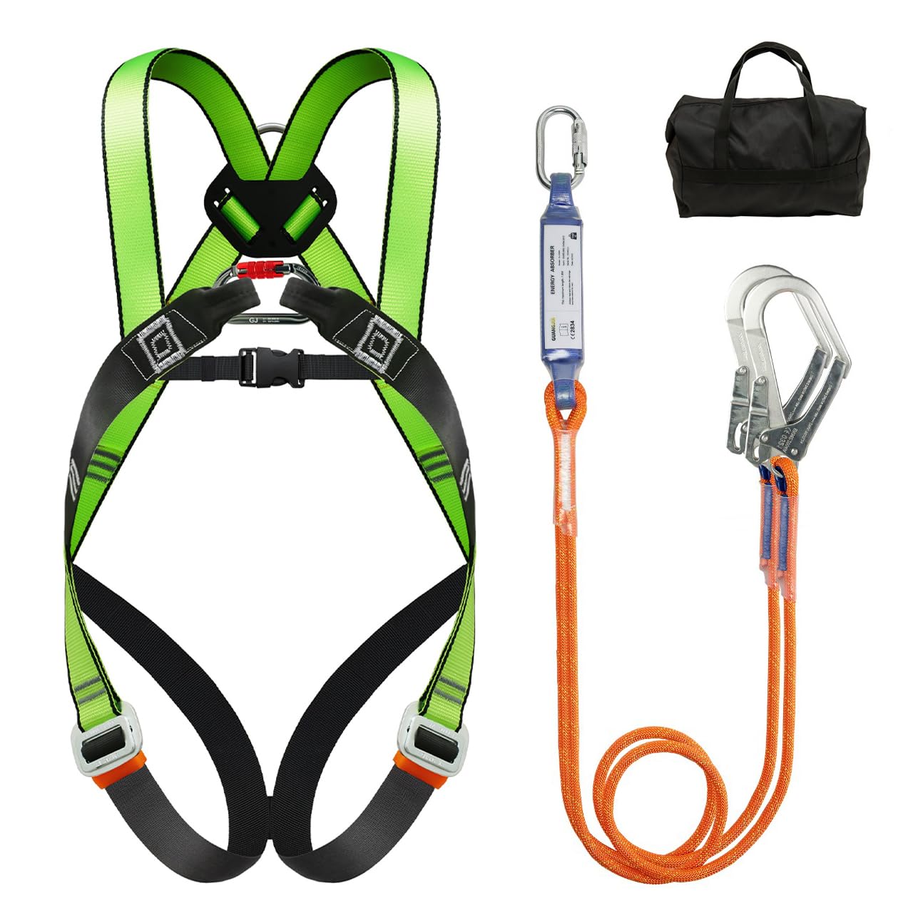 DIJJIG Kit de arnés de seguridad ajustable, protección de cintura gruesa, utilizado para operaciones de gran altitud, extinción de incendios y rescate, poda de árboles, certificación CE