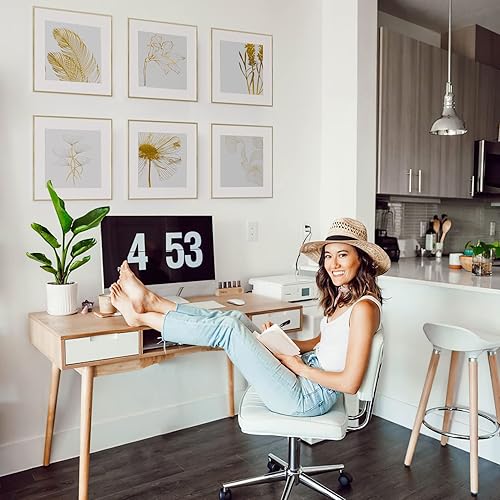 Miniatura 6 de Homeforia - Marco cuadrado de 16 x 16pulgadas, cuadrado estándar, con paspartú a 12 x 12pulgadas, para fotos, vidrio templado, gancho de pared