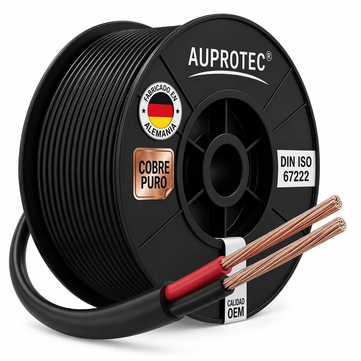 AUPROTEC 4.0mm² - 2 conductores, 10m cable eléctrico redondo I aislamiento de PVC de pared fina DIN ISO 6722 I FLRYY cable automotriz para coche, remolque y caravana