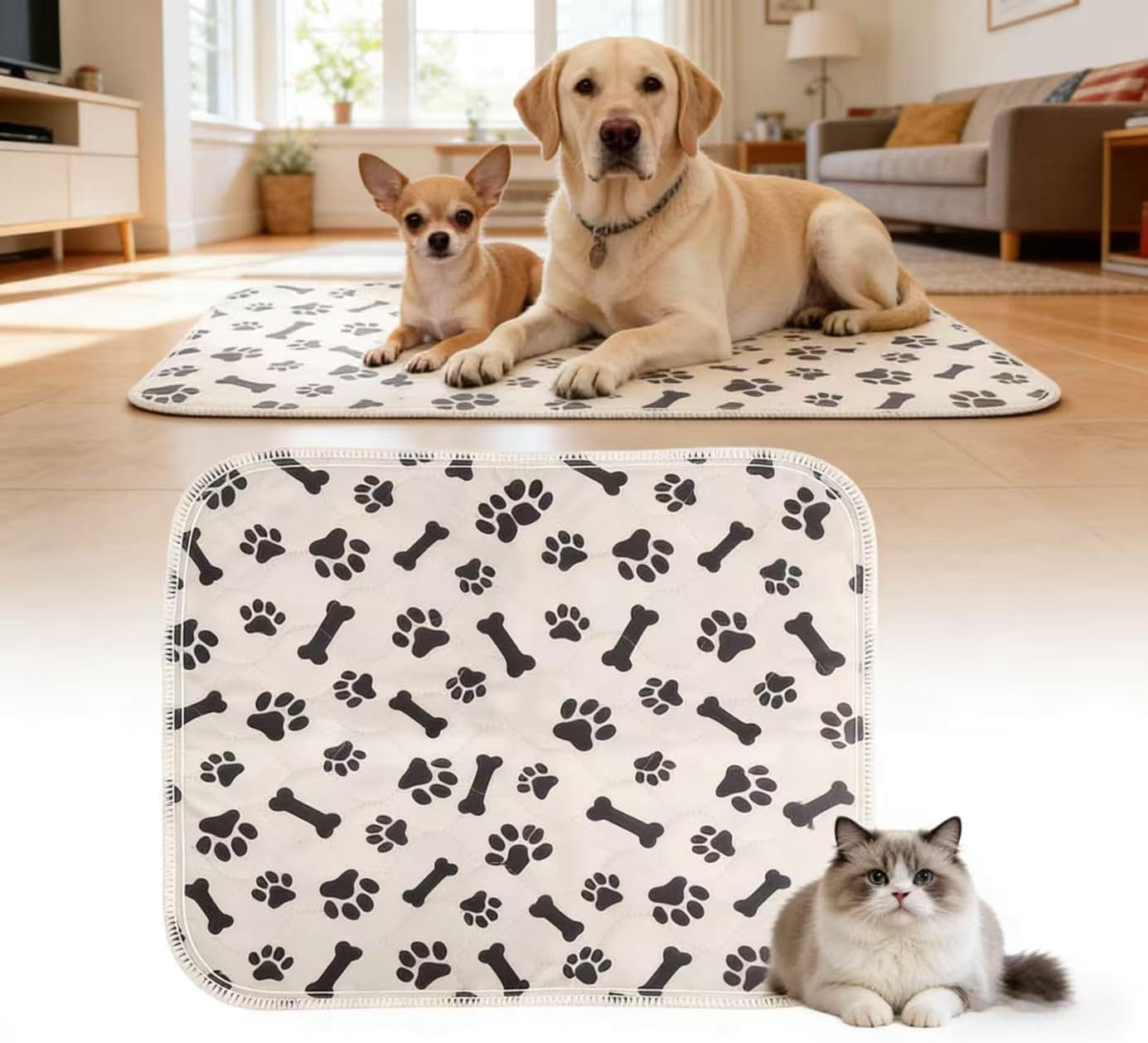 Washable Pee Pads for Dogs & Cats, Reusable Waterproof Super Absorbent Non-Slip Leak-Proof Pet Training Pads for Potty Training & Whelping (Brown, 48X48 Inch (Pack of 2))