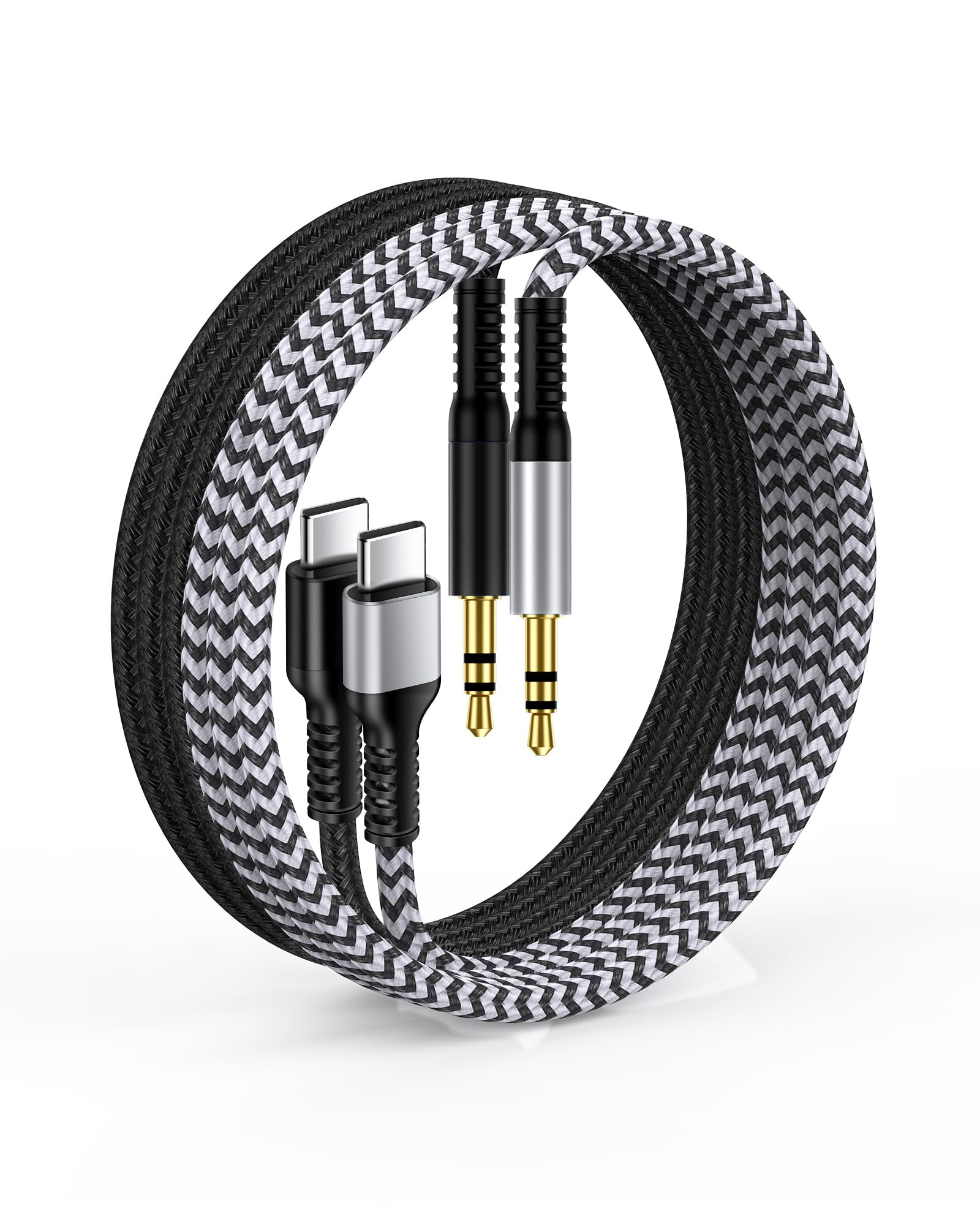 iPhone 17 16e Aux Cord for Car, USB C Aux Cord Type C to 3.5mm Audio Auxiliar Jack Male Cable, Braided OX Auxiliary Stereo Cable to USBC for Apple 17e