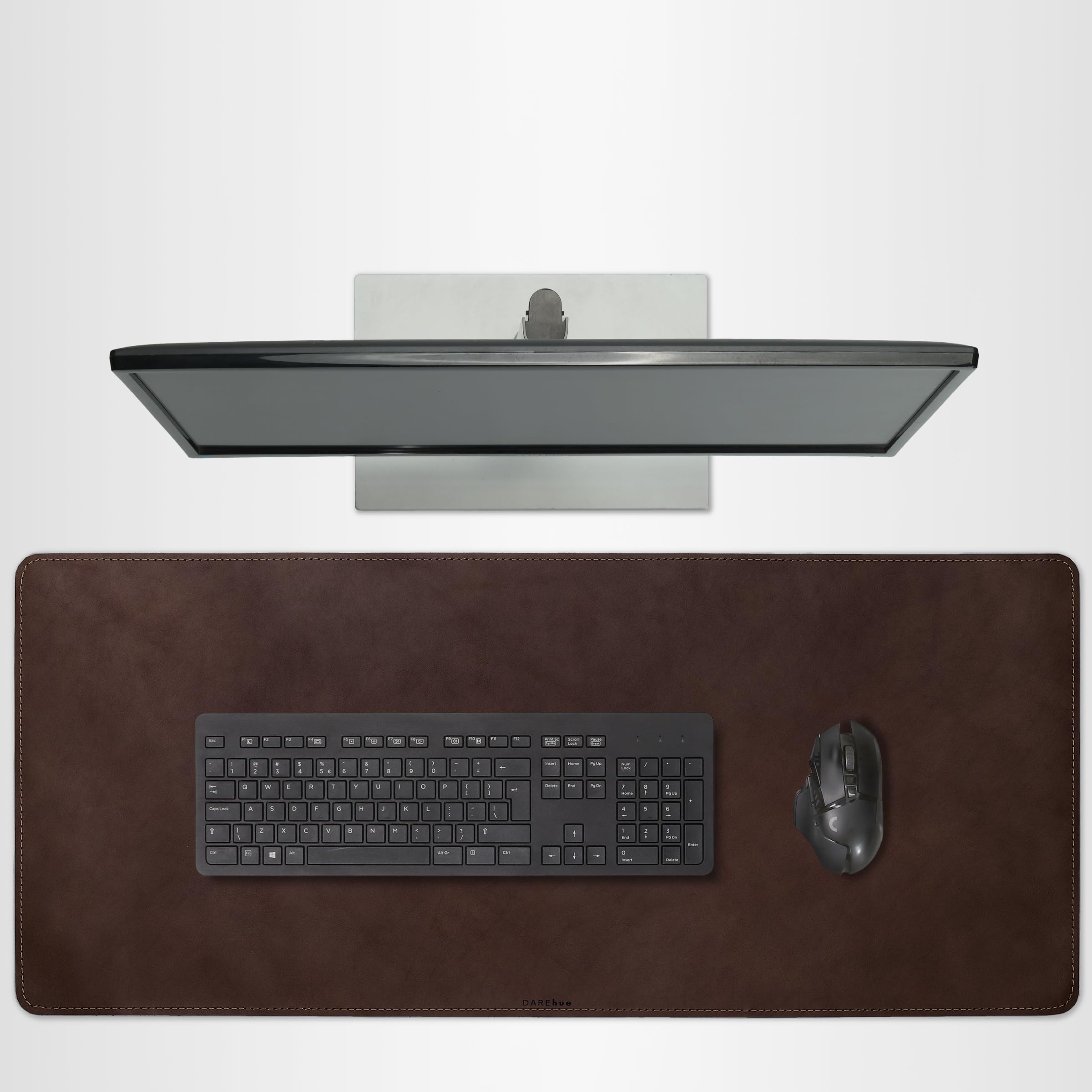 Echtleder-Schreibtischunterlage, Dunkelbraun, XL (90 x 40 cm) | Echtes Vollnarbenleder, 3 mm stark, rutschfest und wasserabweisend – große Schreibtischmatte für Büro, Homeoffice und Gaming.