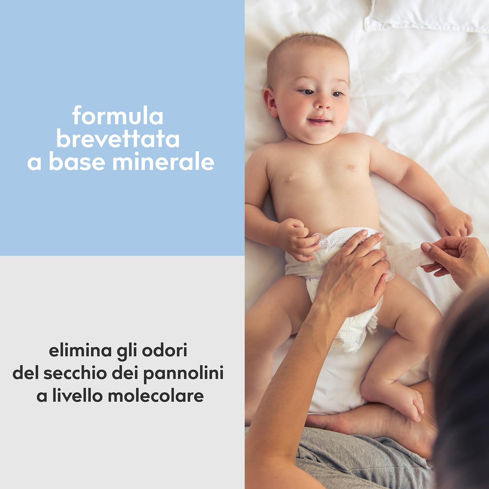 Spray deodorante senza profumo per bidone dei pannolini – Formula minerale sicura per neonati, 266 ml