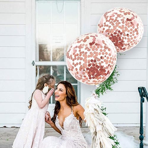 Miniatura 7 de Globos gigantes gigantes gigantes de 36 pulgadas con confeti de oro rosa (calidad premium de helio) Pkg6, para cumpleaños, boda, sesión de fotos y