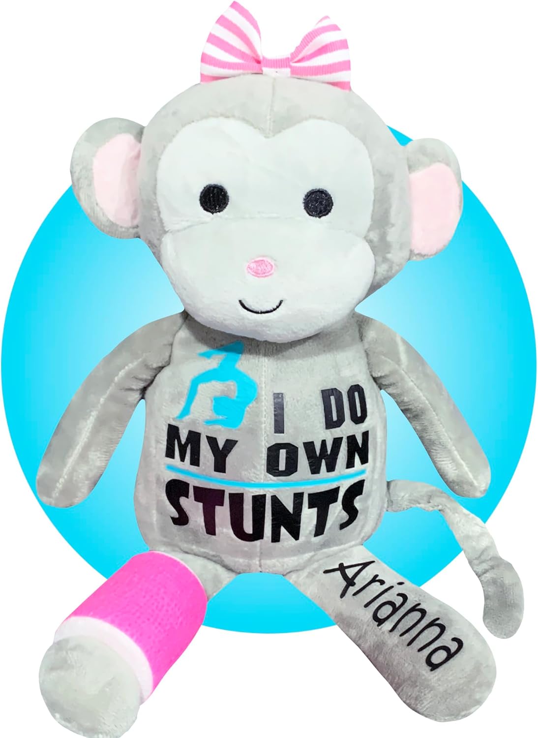 Broken Leg Gift for Kids - Personalized Stuffed Animal with Custom Casts - I Do My Own Stunts Monkey - Choose Cast Location - Different Themes - Broken Arm Stuffed Animal - Gift for Broken Arm Bone