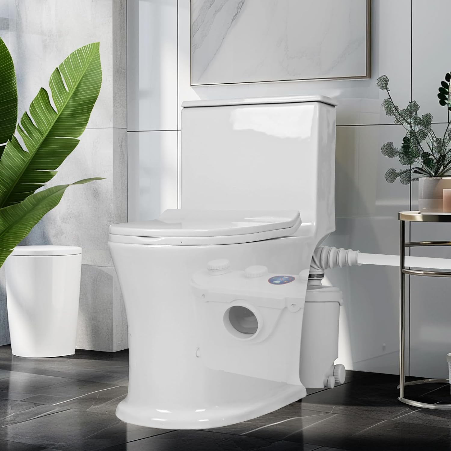 500watt Macerator Pump, Upflush Basement Toilet Pump System Max Pumping To V23 & H 235 Feet, 4-Inlet Sewerage Waste Water Disposal - Ideal For Macerating Toilet, Laundry, Bathtub