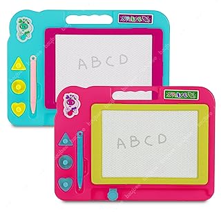 لوح رسم تعليمي من بيبي، مصنوع من بلاستيك ABS، مناسب للجنسين من عمر 3 سنوات. يتميز بسطح قابل للمسح وستايلس متسلسل وأختام أشكال ومساحة رسم مستوية. يساعد في تنمية مهارات التآزر بين اليد والعين.