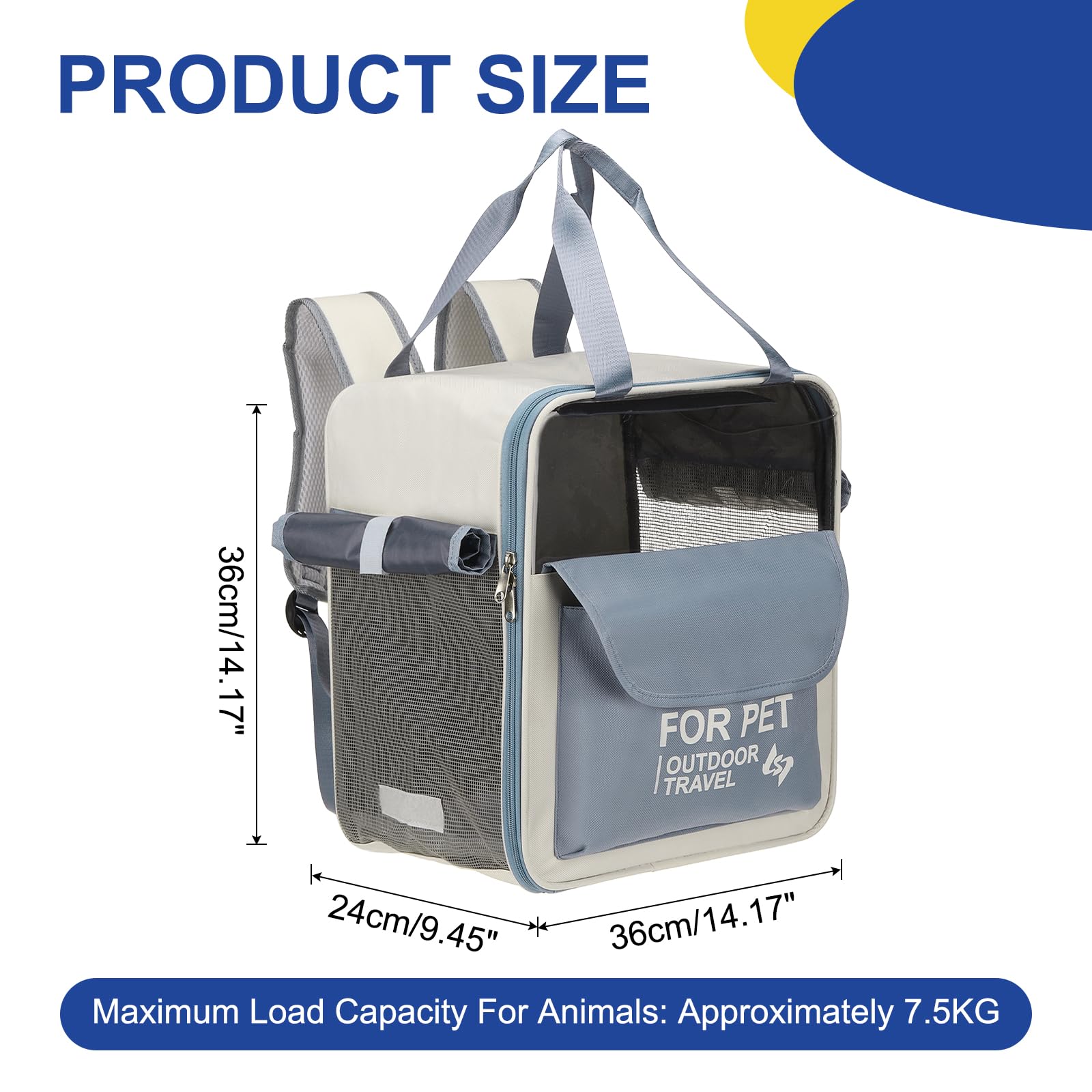sourcing map Zaino trasportino per animali domestici, portatile e ventilato, in tessuto Oxford, per cani, gatti e piccoli animali, borsa da viaggio da 32 cm, blu (1 pezzo), destinato per escursionismo