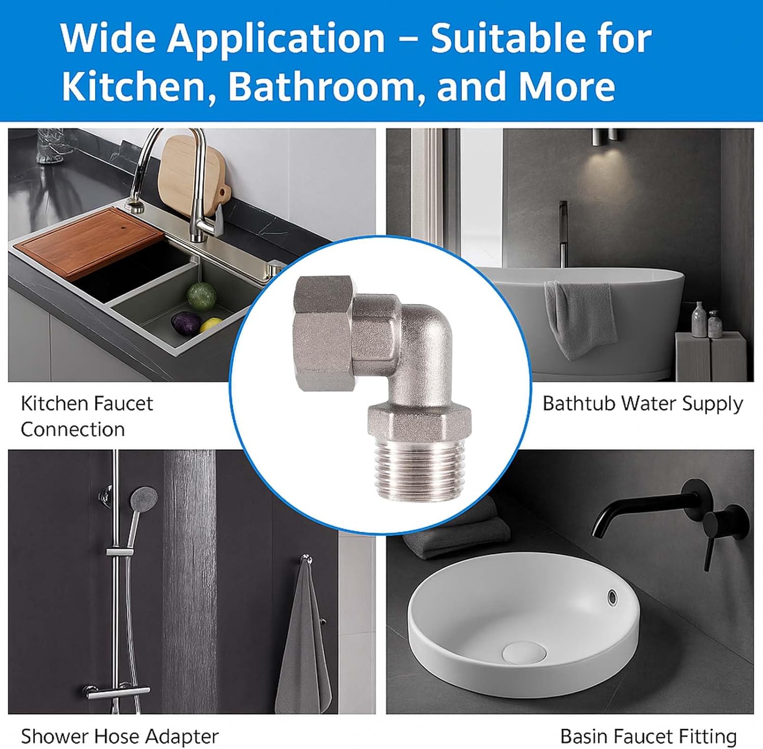 Clawfoot Bathtub Faucet Upgrade Kit - Brass Elbow Adapters, Easy Water Line Connection, 1/2 IPS Female to 1/2 IPS Male, Set of 2 (Chrome Plated)