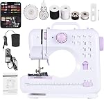 High-end Multifunctional Household Sewing Machine Adjustable 2-Speed 12 Stitches Foot Pedal LED Light with 172pcs Sewing Kit with Accessories Storage Leather Case for Beginners DIY Hand-made