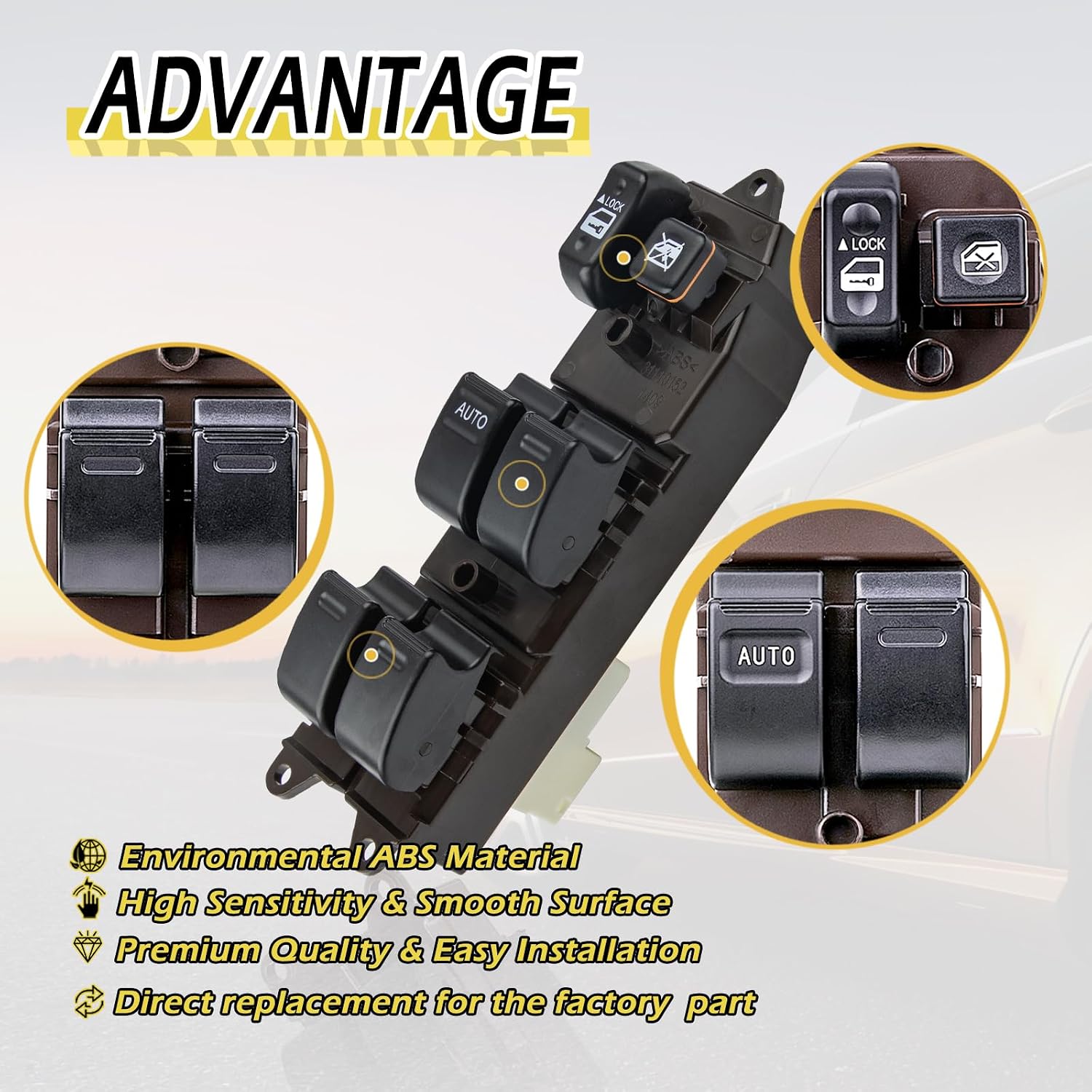 Vurkcy Driver Side Power Window Switch Door Lock Control Compatible with 2002-2006 Toyota Camry, 2003-2008 Corolla/Matrix, 2004-2009 Sienna, 2005-2007 Tacoma, 2004-2006 Scion xA/xB, Replace 84820AA070