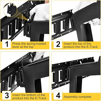 CarBole E-Track Tool Holders, 31 LB Heavy Duty Steel Anti-Slip Dual-Lock, Garage Cargo Van Wall Shelf Mount Organizer