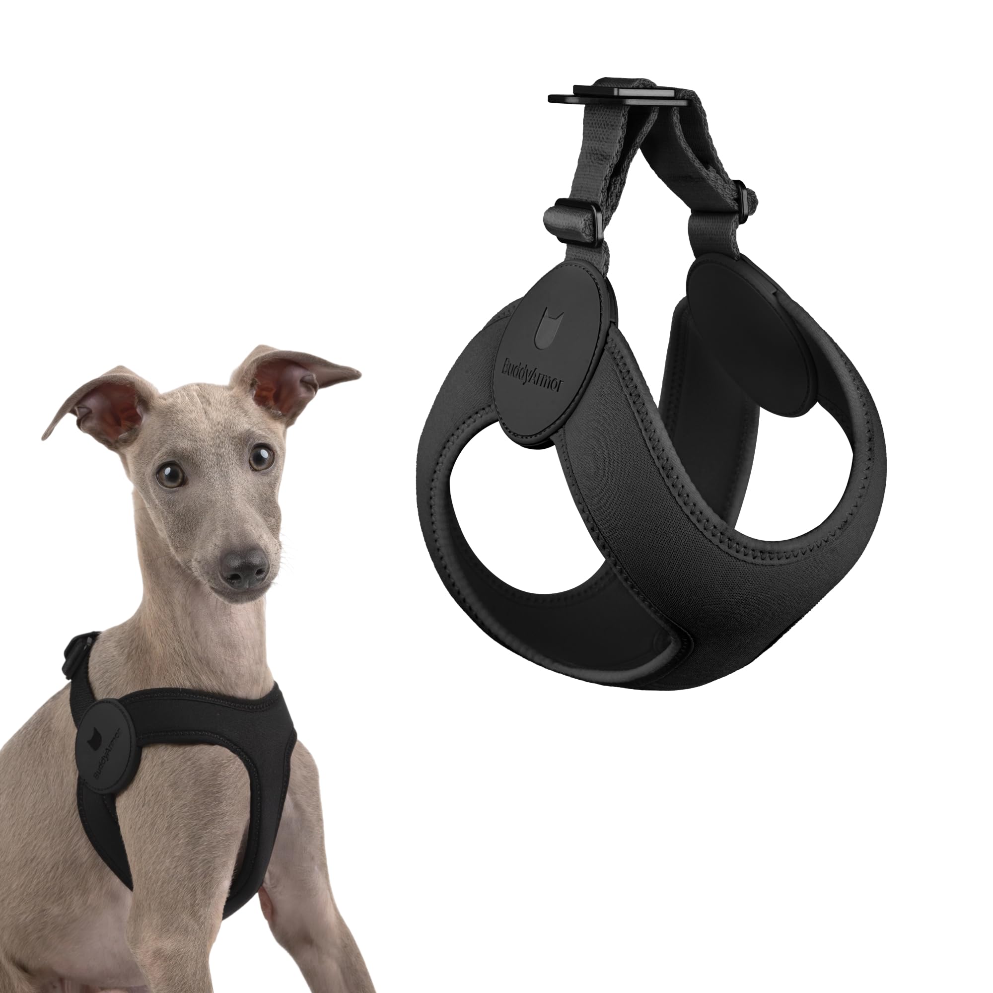 Harnais ultra confortable, réglable et doux, avec fermeture à boucle en alliage, léger et extensible pour chien de petite taille, pour la promenade et le dressage (noir minuit, taille L, 48