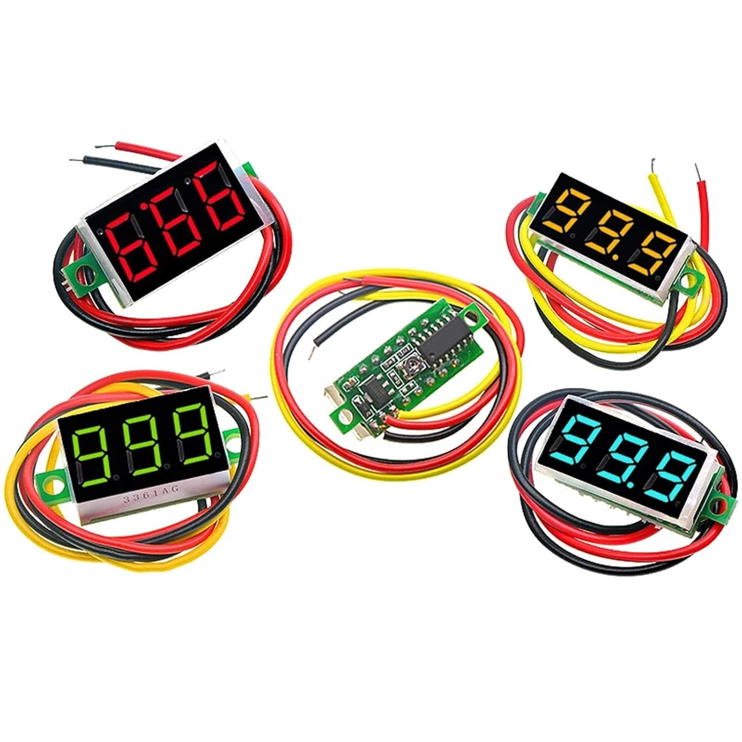 0.28/0.36 Inch DC LED Digital Voltmeter 0-100V Voltage Meter Auto Car Mobile Power Voltage Tester Detector 12V Red Green Blue(Yellow Display,3 Wire_0.28 INCH)