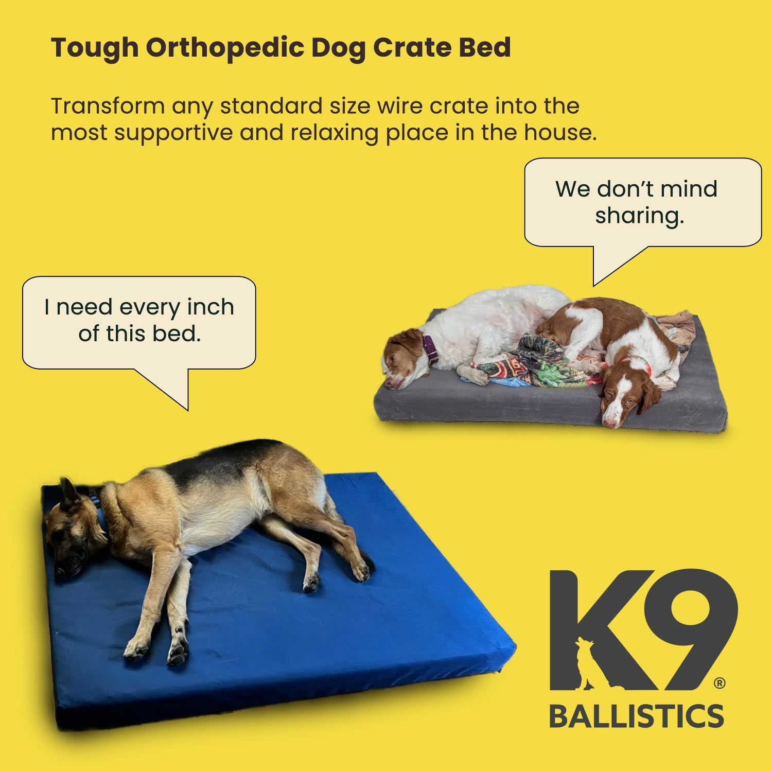 K9 Ballistics Tough Ripstop Orthopedic Crate Bed 29 x 18 Blue Quartz | Durable Kennel Pad with Washable Cover for Puppies and Small Dogs Fits 30 Wire Crate product thumbnail 3