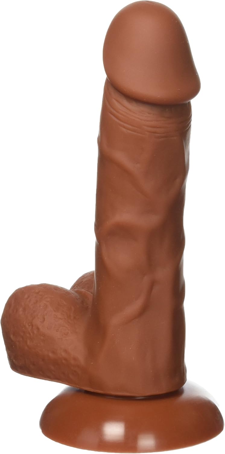 Premium 6 Inch Pro Sensual Realistic Silicone Dildo with Bonus Cock Rings 3 Piece, Brown