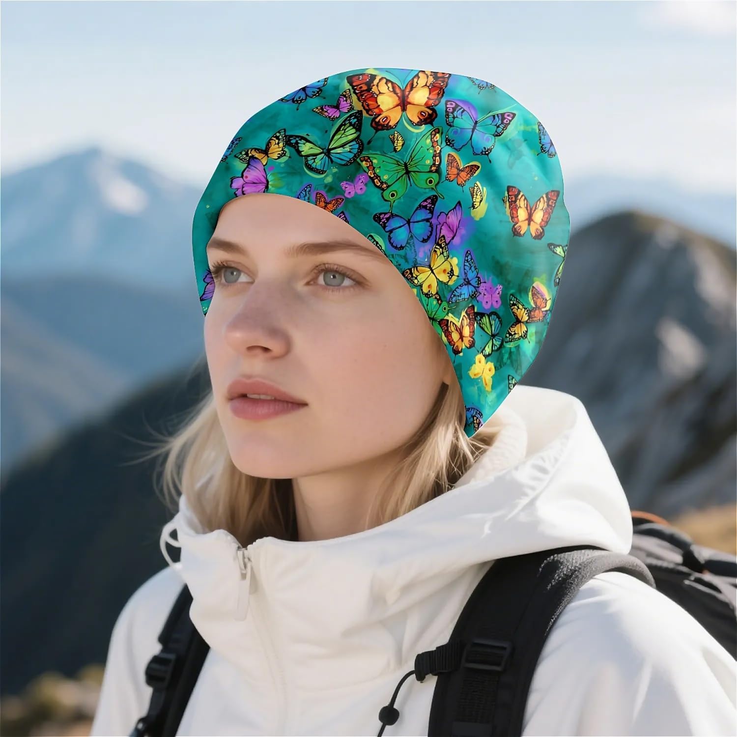 Beautiful Peacock Womens Slouchy Beanie Cotton Chemo Caps Cancer Headwear Hats Turban Baggy Skull Sleep Scarf - Image 5