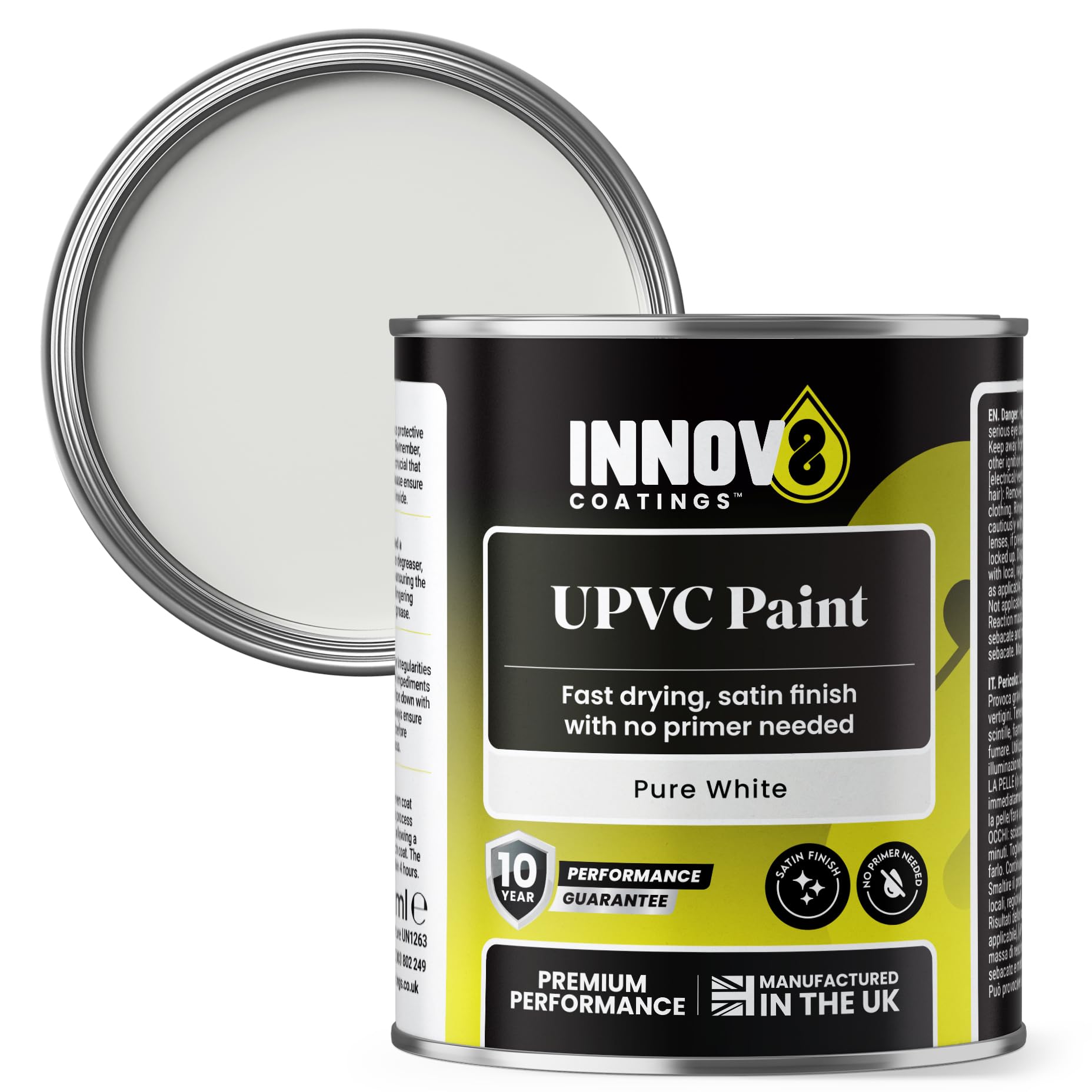 INNOV8 COATINGS uPVC Paint - 250 ml - Satin Finish (Pure White)