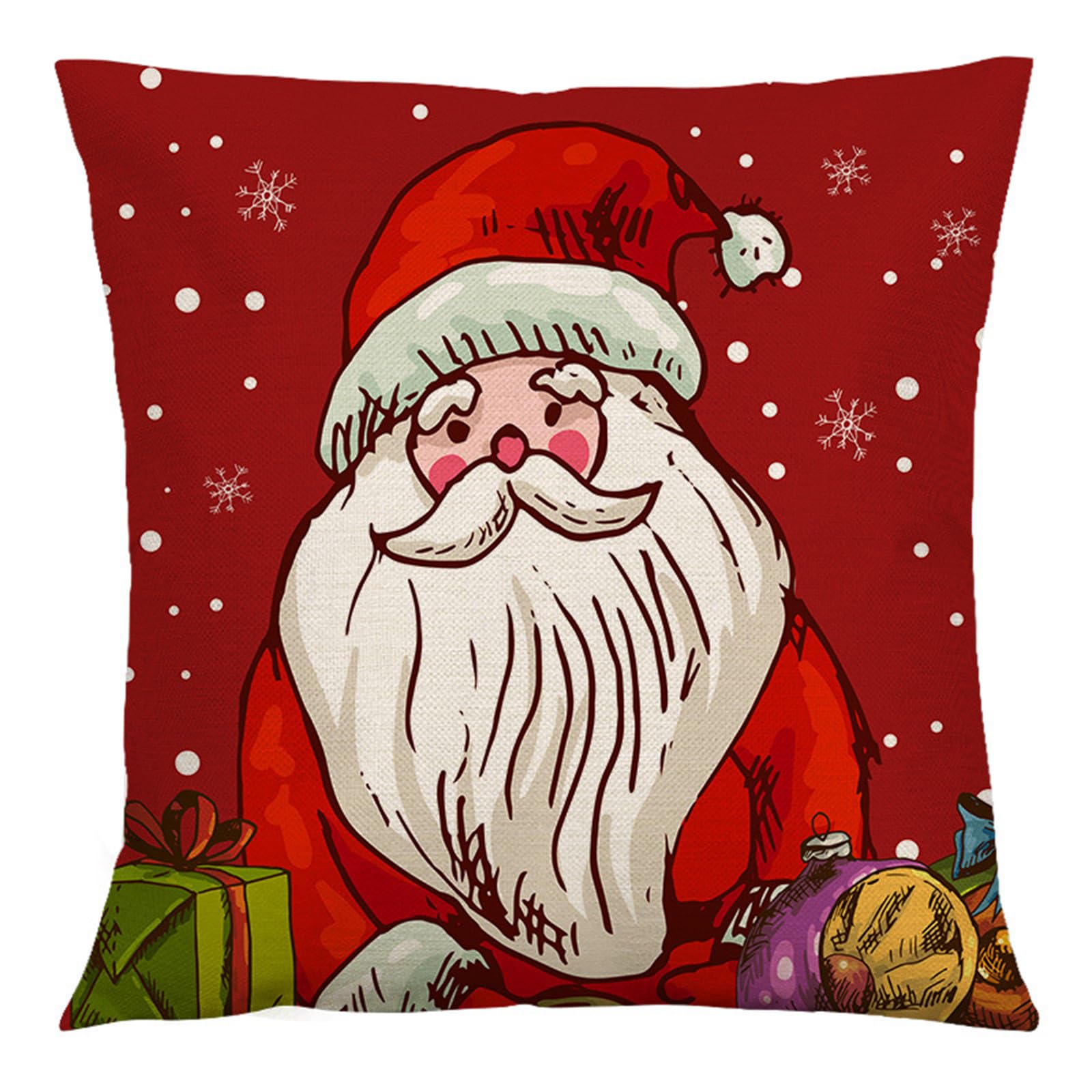 Elnwnnkc Christmas Cushion Covers 45x45cm Christmas Hat Snowman Santa Decorative Throw Pillow Covers Linen Festive Living Room Accessories