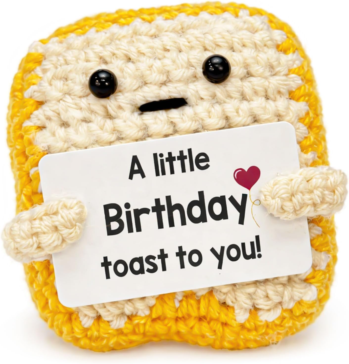 Funny Birthday Crochet Toast Gift with Card, Cute Happy Birthday Present for Friends, Women, Men, Mom, Dad, Unique Gift Idea for Her, Easter Basket Filler for Daughter or Son 