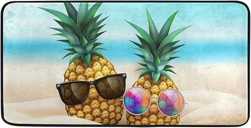 Miniatura 9 de Tapete de cocina de 39 x 20 pulgadas, con frutas tropicales, piña, suave, tapete de baño, antideslizante, para decoración del hogar