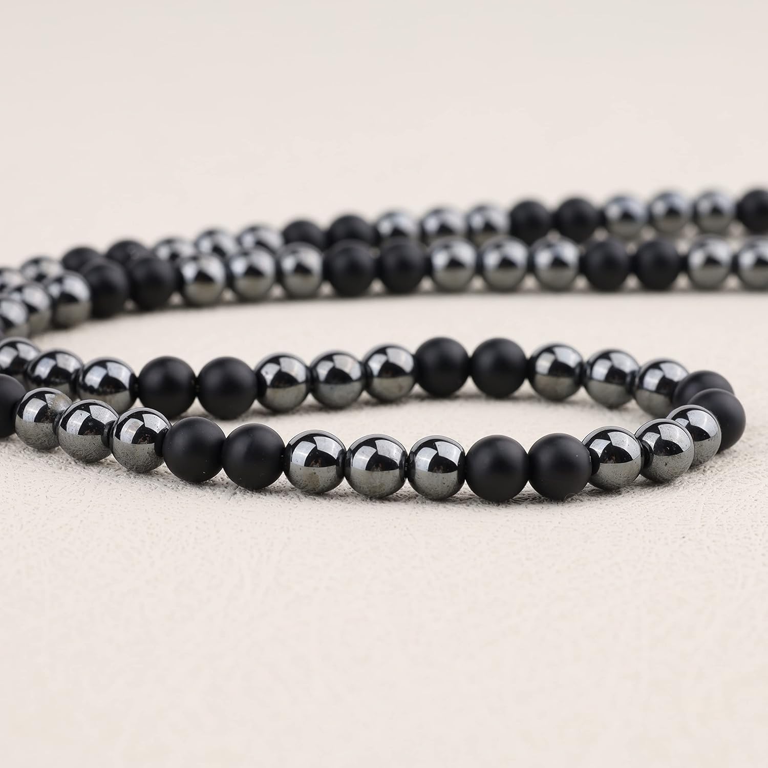 GAVU 6mm Men's Hematite Necklace Crystal Beaded Necklace for Men 20"/24" - Image 5