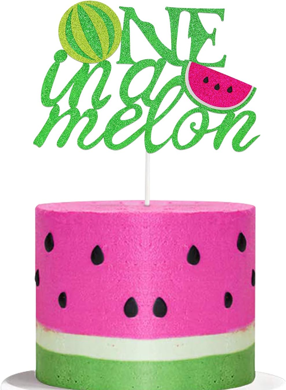 Watermelon Cupcake Topper One in A Melon Cake Topper Melon Themed Baby Girl 1st Birthday Party Supplies Summer Tropical Fruit Picks Decorations