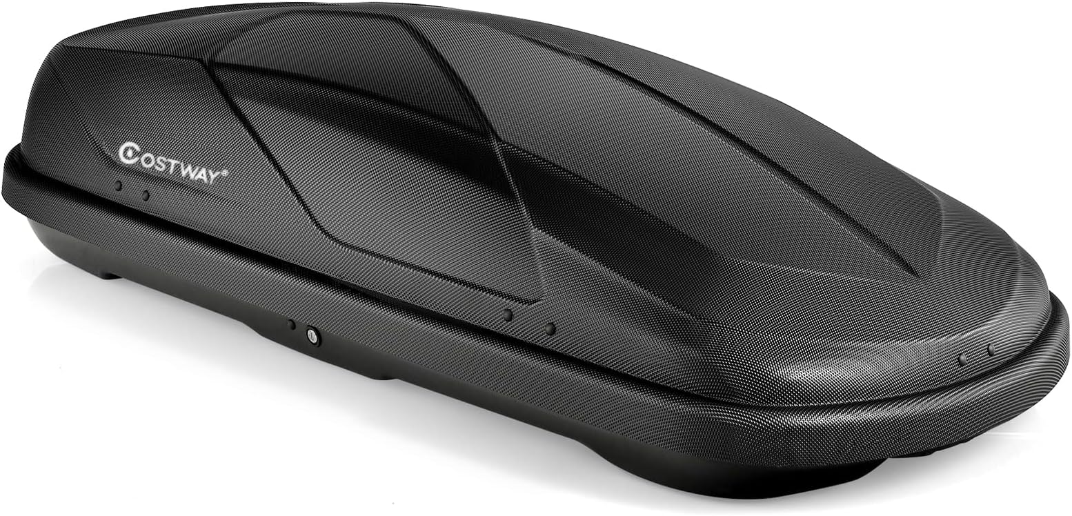 COSTWAY Car Roof Box, 400L Capacity Hard Roof Cargo Carrier with Security Keys & Dual Side Opening, Waterproof Rooftop Luggage Storage Box for Car, SUV, Van, Fits Most Cars (Black)