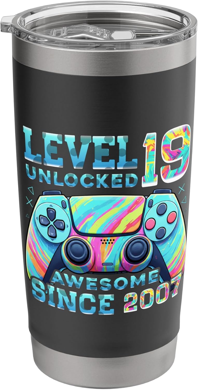 Level 19 Unlocked born 2007 19th birthday gifts video gamer Stainless Steel Insulated Tumbler