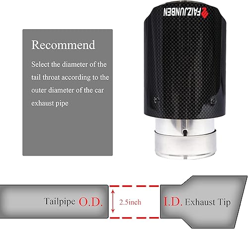 Miniatura 4 de FAIZJUNBEN Punta de escape de fibra de carbono, tubo de cola de fibra de carbono, tamaño de entrada 63mm2.5", tamaño de salida 89mm3.5" silenciador