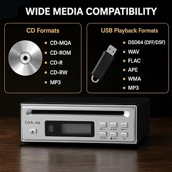 Portable CD Player for Home, CD Ripper, Desk Audio CD Players, CD Player for Soundbar, with Optical and AUX 3.5mm Output
