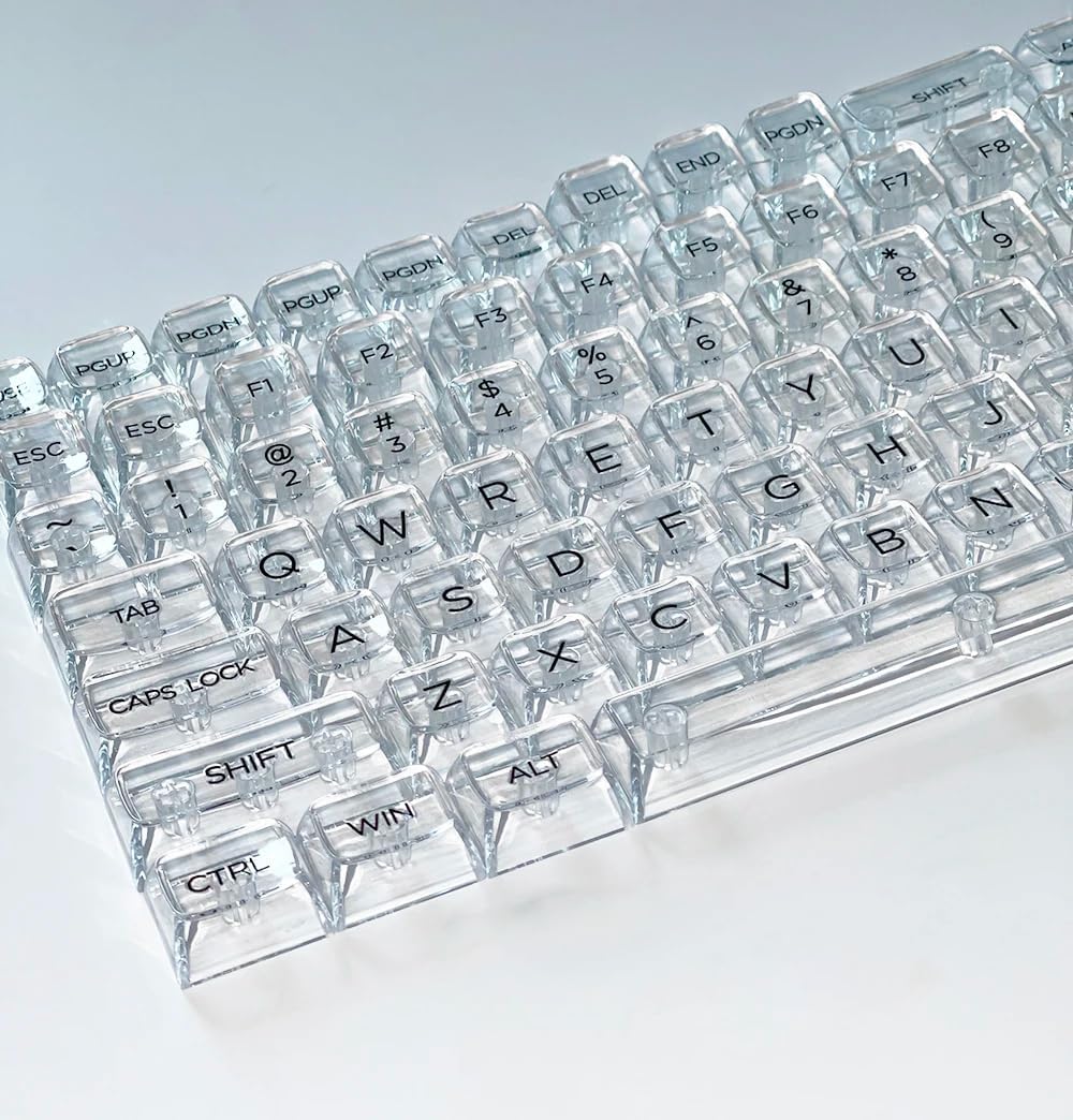 132 Keys Crystal Transparent Keycap Set,Custom CBSA Profile Backlit Keycap,RGB Mechanical Keyboard PC Material Keycaps (Transparent)