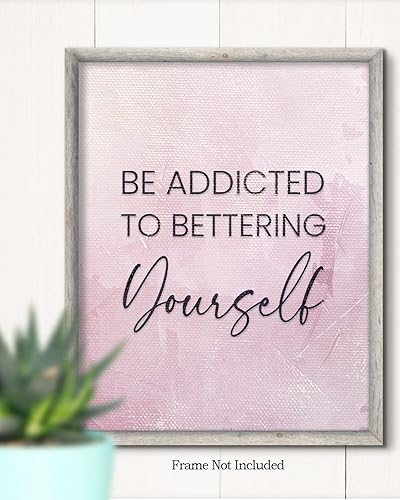 Miniatura 2 de Govivo Regalos inspiradores para mujeres  Arte de pared motivacional  Sé adicto a mejorarte a ti mismo  Decoración de dormitorio edificante