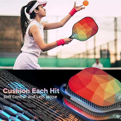 Miniatura 6 de YC DGYCASI Juego de 2 palas de pickleball aprobadas por USAPA 2024, superficie de fibra de carbono (CHS), núcleo de panal de polipropileno,