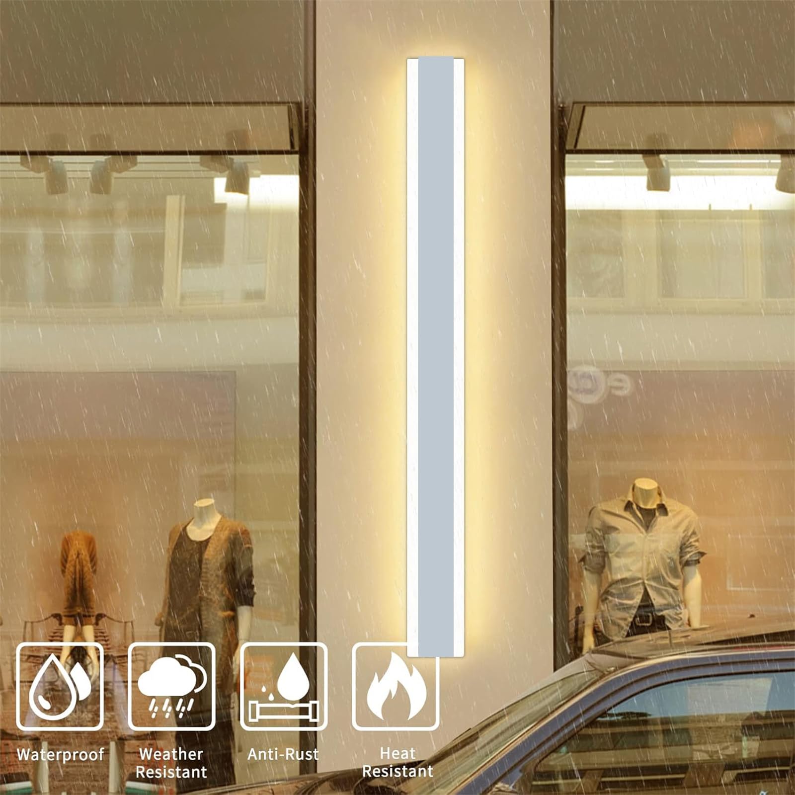 Lampada Da Parete LED Ovale Moderna In Alluminio - IP65 Impermeabile, 3000K/4500K/6000K, Per Interni Ed Esterni, Lunghezza 60 Cm