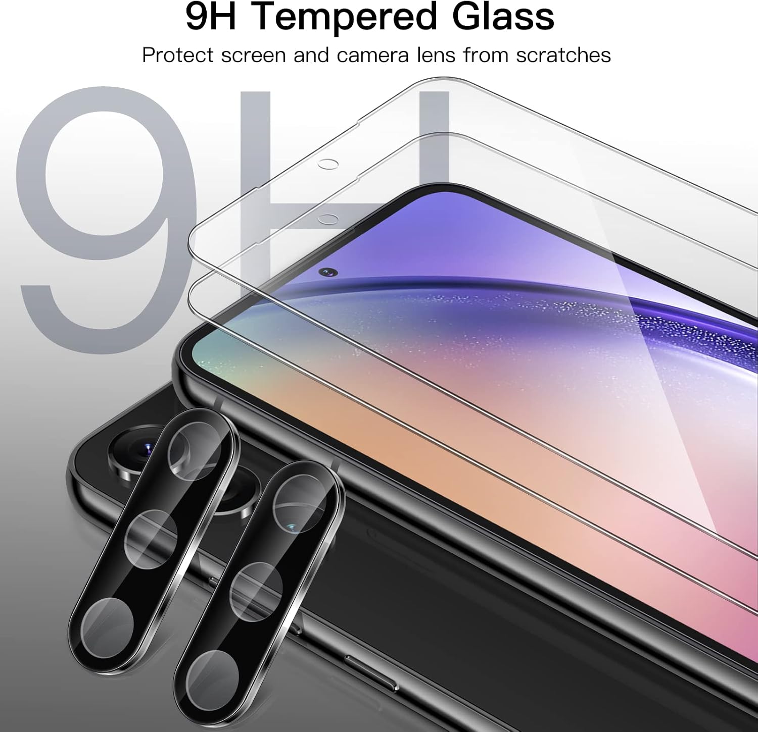 JETech Screen Protector for Samsung Galaxy A54 5G 6.4-Inch with Camera Lens Protector, Tempered Glass Film, HD Clear, 2-Pack Each