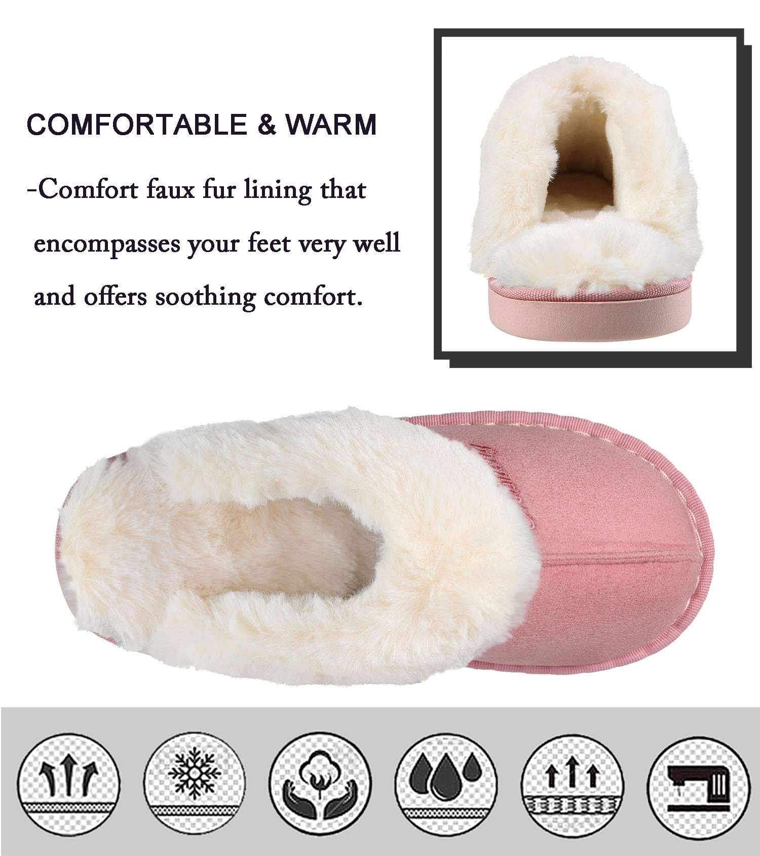 Inverno Pantofole Scamosciate da Donna Morbido Antiscivolo Scarpe Caldo Peluche Uomo Accogliente Memoria Schiuma Pantofole da Casa 34-45EU