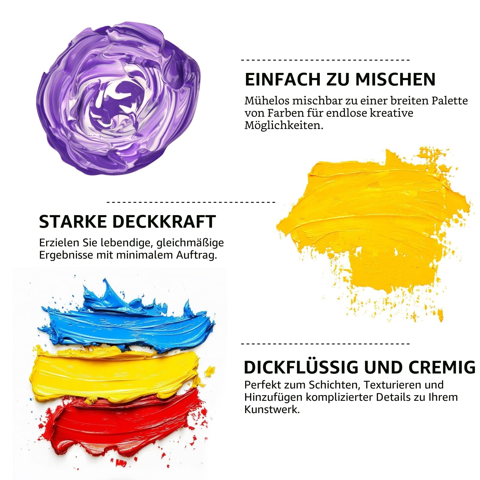 ABEIER Acrylfarben Set, 20 Farben (250 ml), ungiftige Acrylfarbe | mattes Finish, reichhaltige Pigmente, Farben zum Malen auf Leinwand Handwerk Holz Keramik, ideal für Anfänger und Studenten