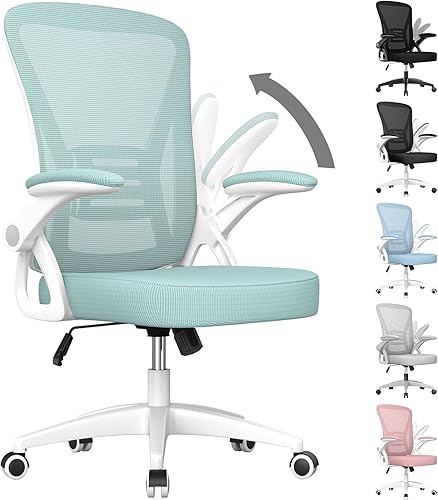 Miniatura 16 de naspaluro Silla de oficina ergonómica, sillas de escritorio con respaldo medio con altura ajustable, silla giratoria con brazos abatibles y soporte