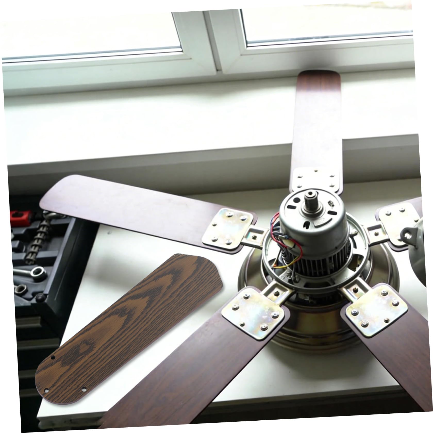5 Pale di Ricambio Foro da 8 Mm 16,54 Pollici Sostituzione Singola o Set per Ventilatore a Soffitto in Legno Doppia Faccia per Interni ed Esterni, Patio e Veranda