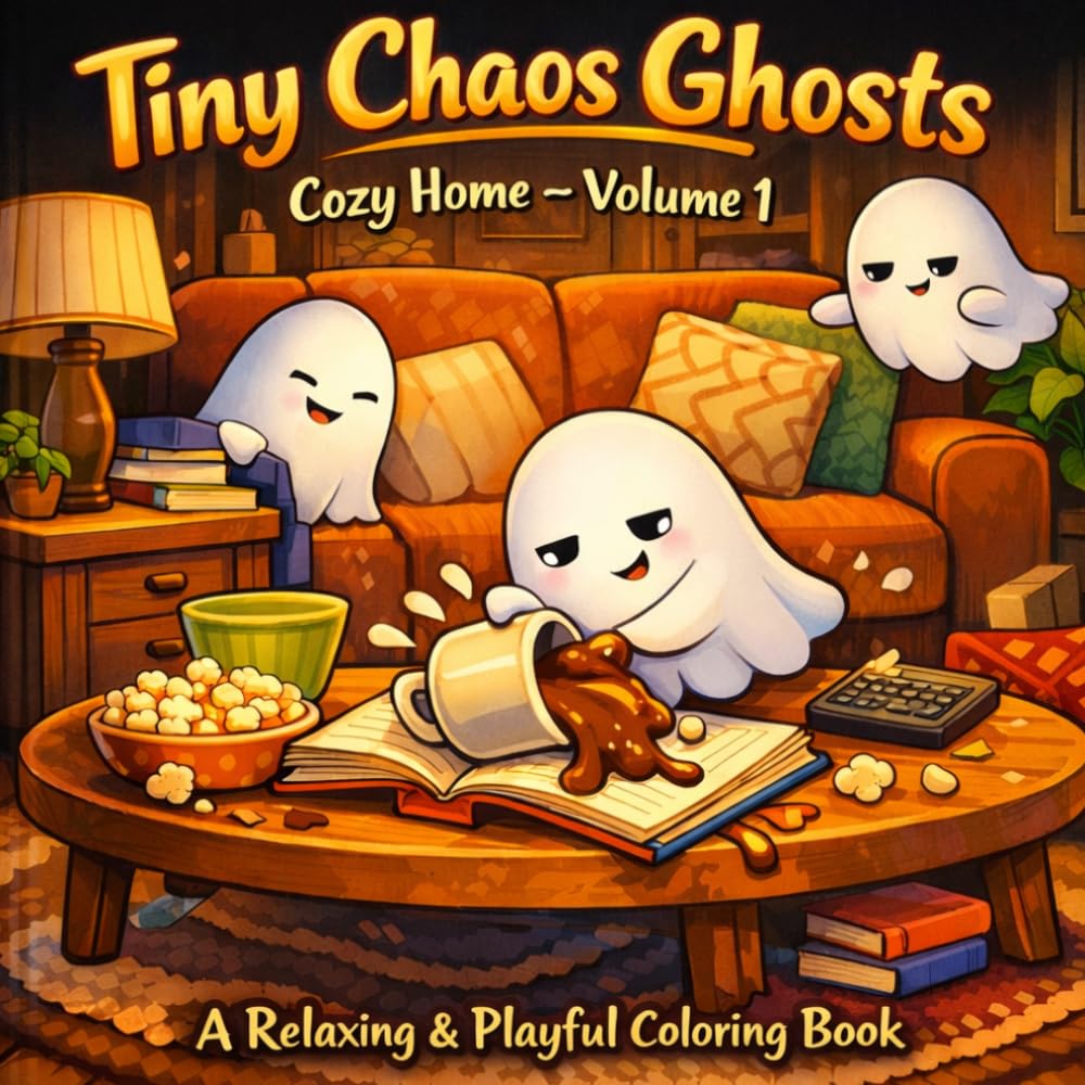 Tiny Chaos Ghosts: Cozy Home Chaos — A Cute & Relaxing Coloring Book with Mischievous Little Ghosts (Tiny Chaos Ghosts — Cozy Chaos Coloring Series)